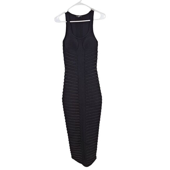 Balmain Women's Viscose Blend Rib Knit Cutout Long Dress - Picture 2 of 9